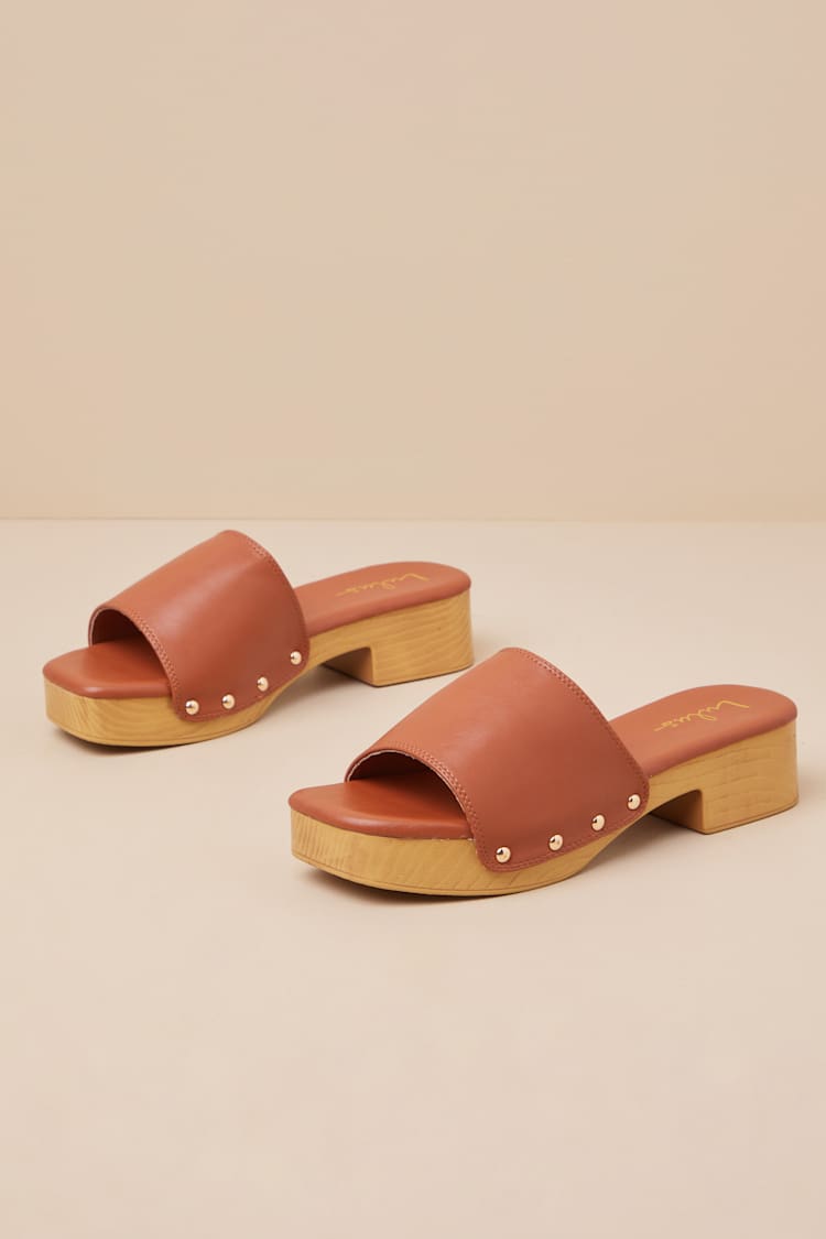 Paley Cognac Platform Slide Sandals