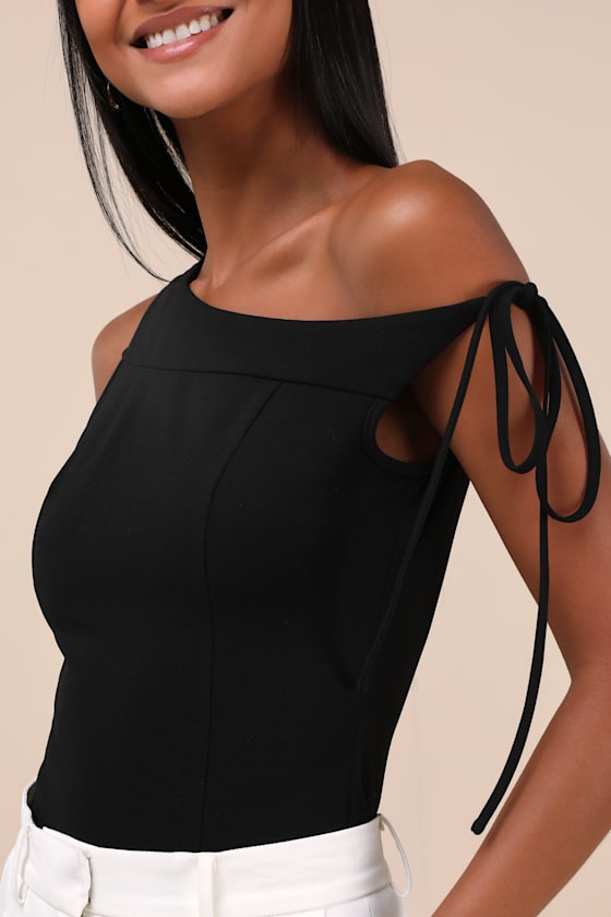 Lulus Pivotal Chicness Black One-shoulder Top In Black