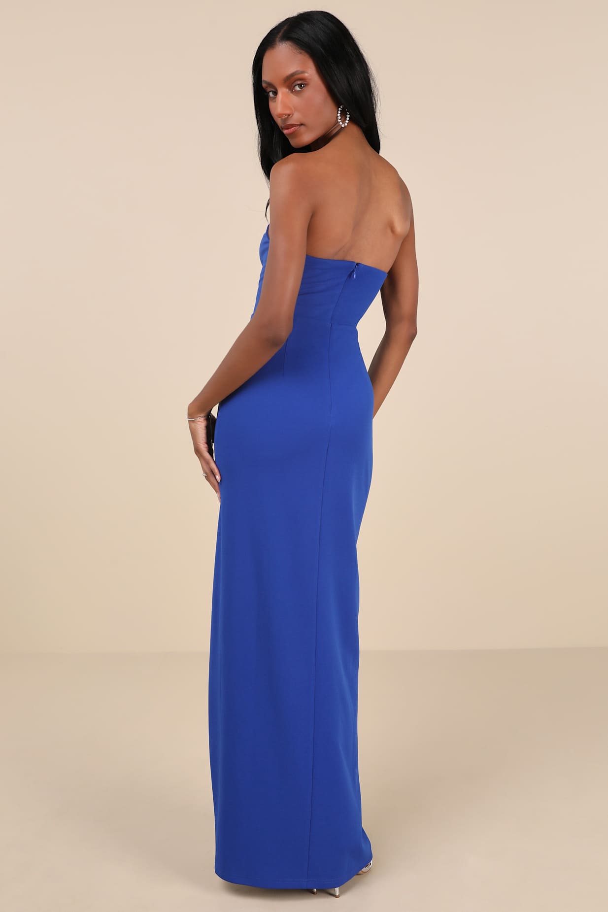 Parveen Cobalt Blue Strapless Column Maxi Dress