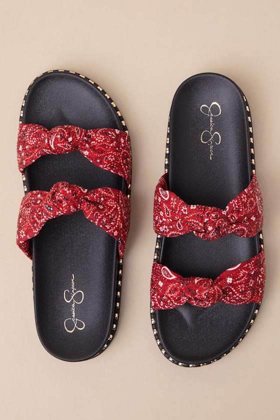 Jessica Simpson Caralyna Platform Slide Sandal In Red
