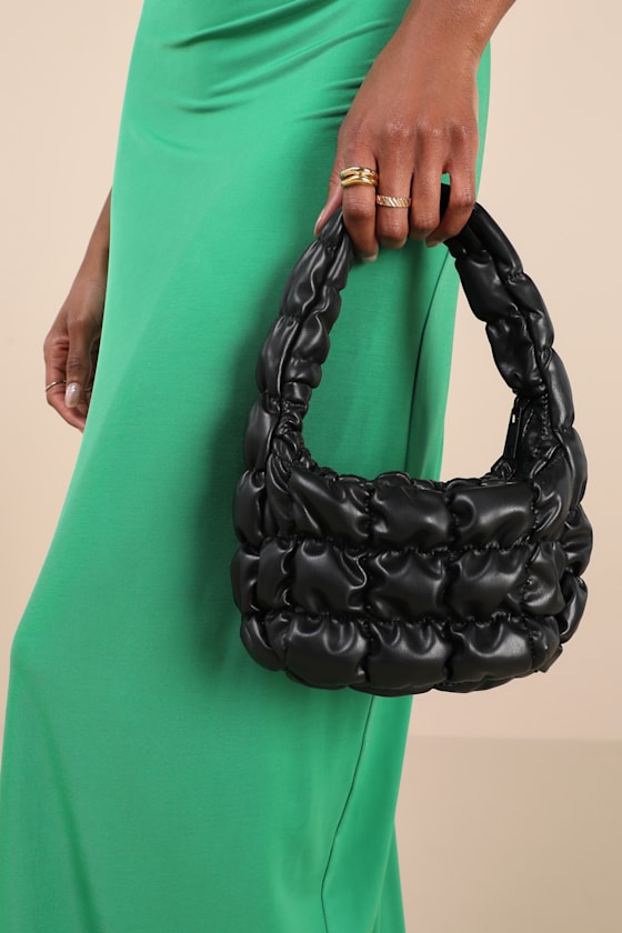 Ricky Black Quilted Puffer Shoulder Bag 1