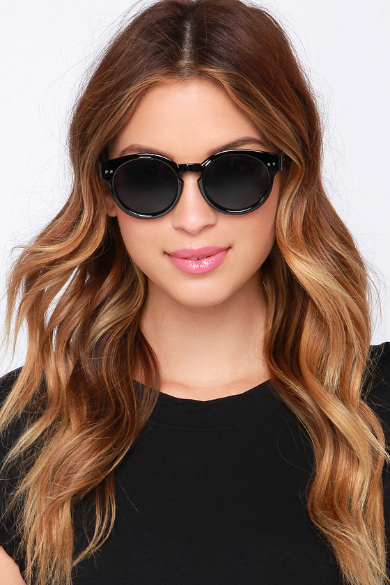 Chic Black Sunglasses - Rounded Sunglasses - $14.00