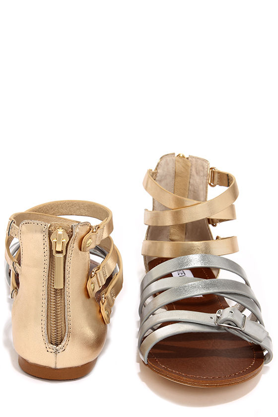gold and silver sandals