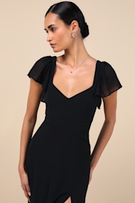 Simply Delightful Black Tie-Back Flutter Sleeve Maxi Dress 2