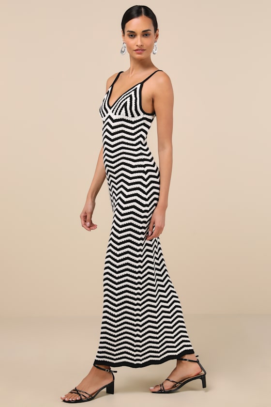 4th & Reckless Yvette Striped Cotton-blend Maxi Dress In Black And White