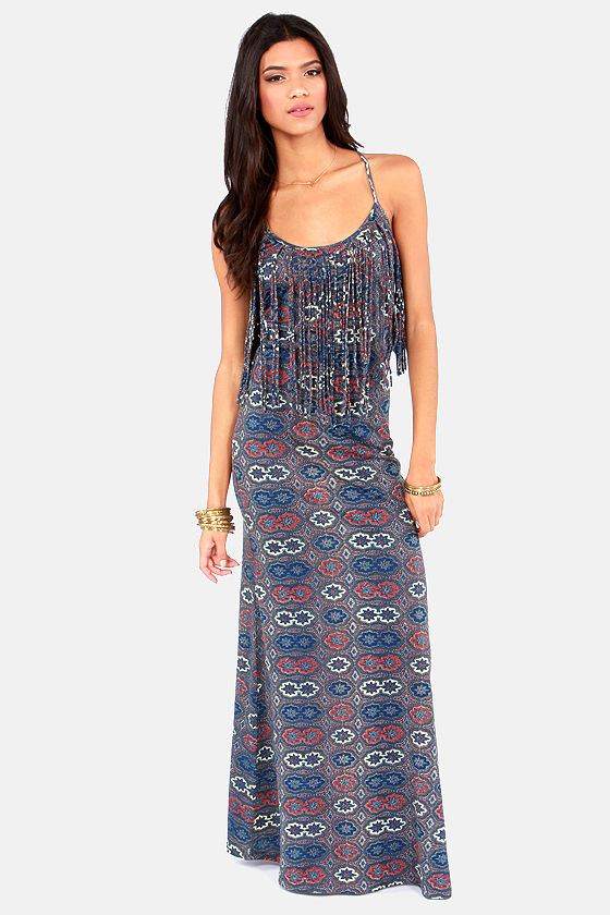 RVCA Burder Dress - Maxi Dress - Print Dress - Blue Dress - $54.00 - Lulus