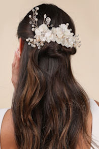 So Marvelous Gold Bead Flower Hair Comb 4