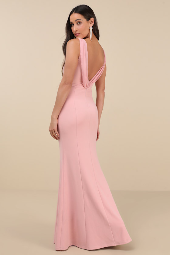 Maike Pink Cowl Back Mermaid Maxi Dress 1