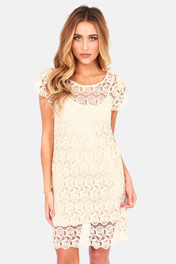 black and cream lace dress