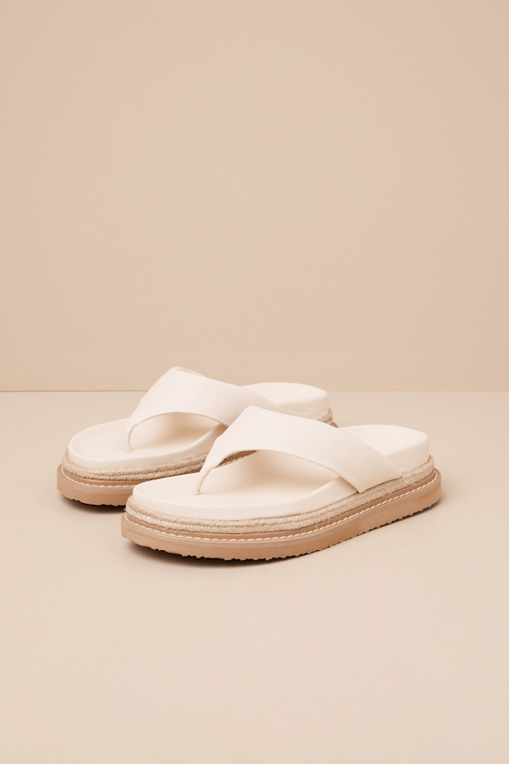 Amaya Bone Raffia Flatform Flip Flops 1