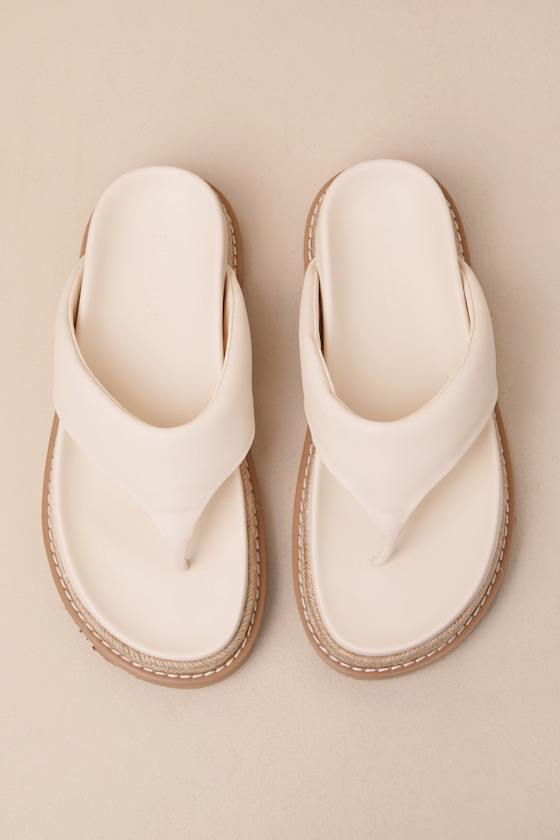 BILLINI AMAYA BONE RAFFIA FLATFORM FLIP FLOPS