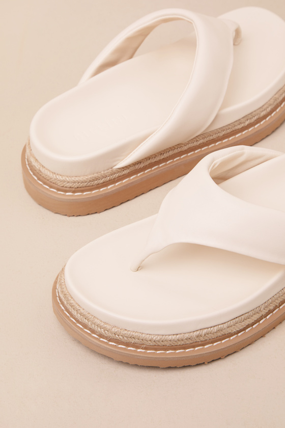 BILLINI AMAYA BONE RAFFIA FLATFORM FLIP FLOPS