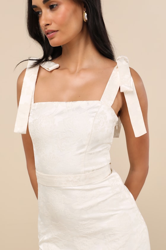 Lulus Effortlessly Sweet White Tulle 3d Floral Tie-strap Midi Dress In Ivory