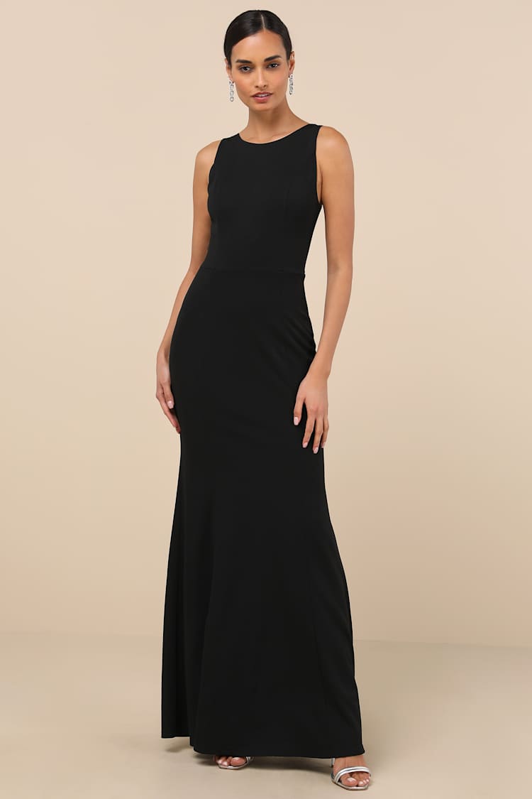 Maike Black Cowl Back Mermaid Maxi Dress