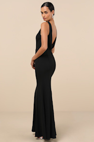 Maike Black Cowl Back Mermaid Maxi Dress 4