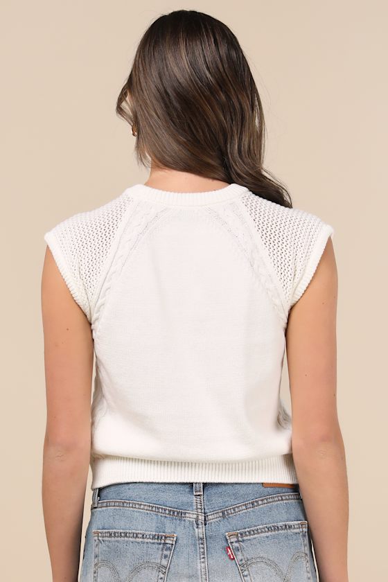 Lulus Easygoing Coziness White Short Sleeve Sweater In White