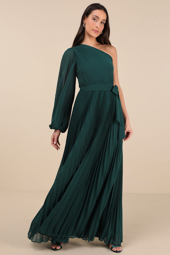 Shop Lulus Divine Charm Emerald Green One-shoulder Maxi Dress