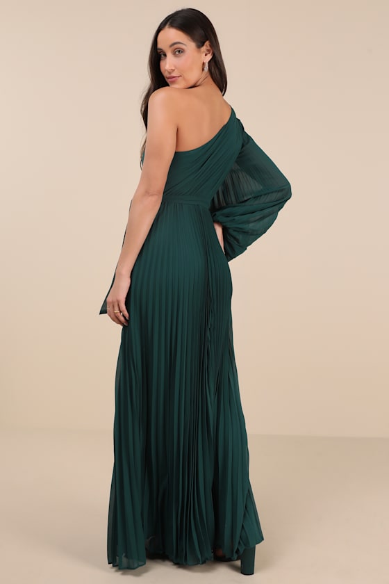 Shop Lulus Divine Charm Emerald Green One-shoulder Maxi Dress