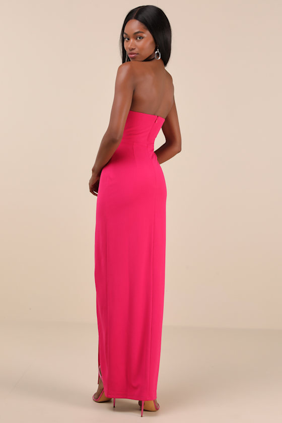 Lulus Parveen Hot Pink Strapless Column Maxi Dress In Hot Pink