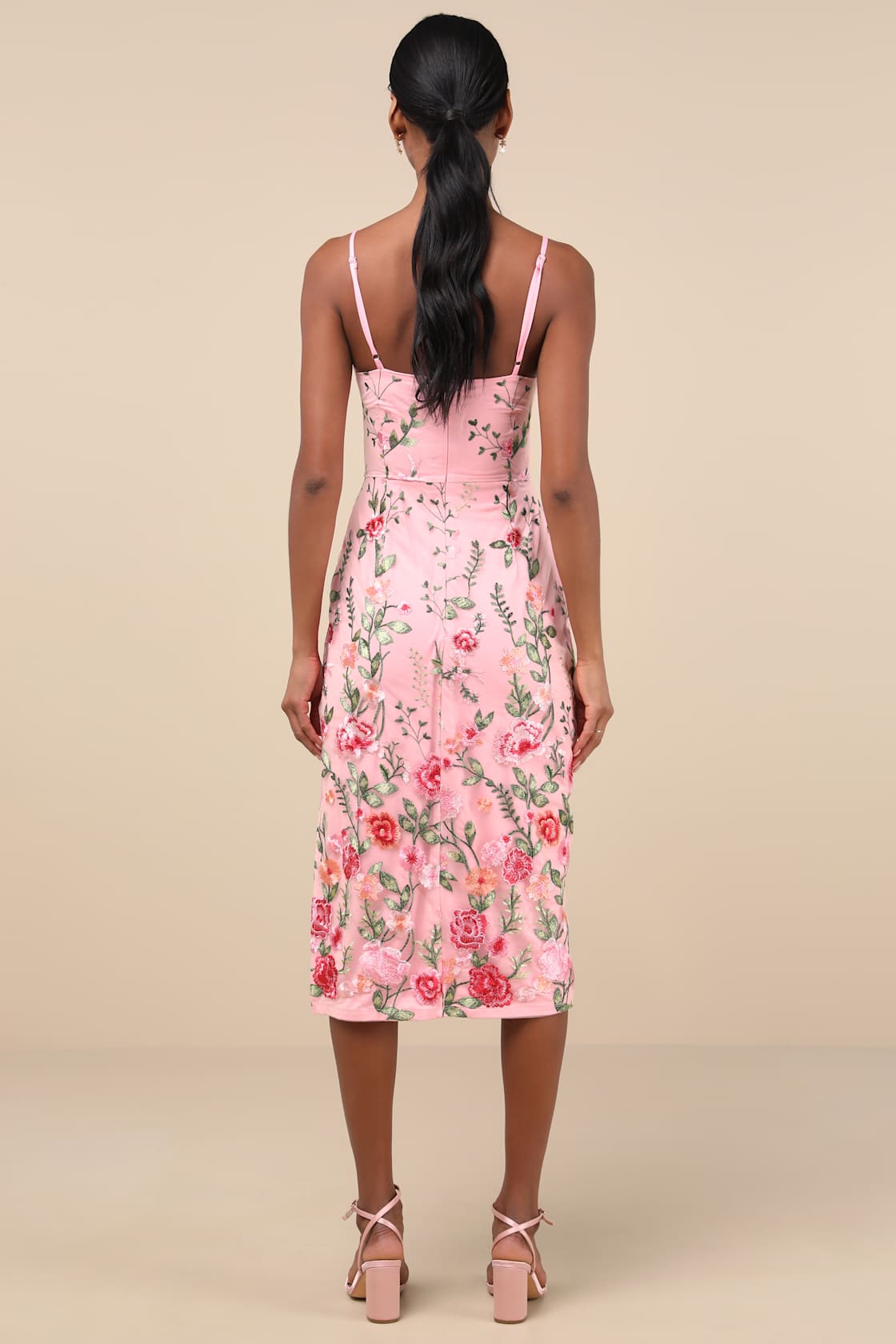 Blooming For Love Black Floral Embroidered Midi Dress