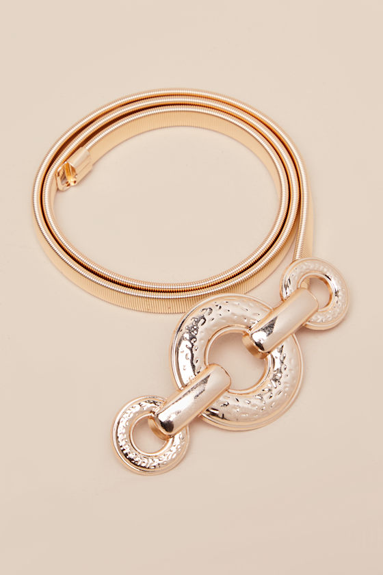 Arnona Gold Hammered Geometric Chain Belt - thumbnail 2