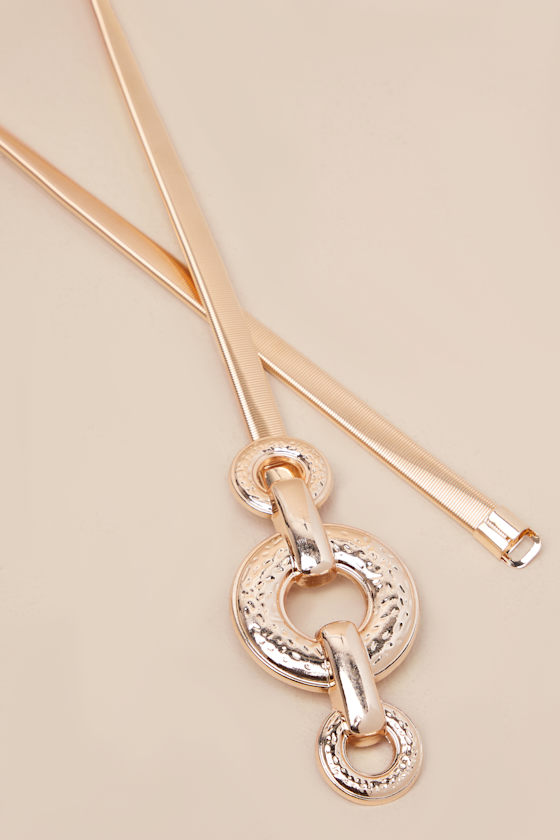 Arnona Gold Hammered Geometric Chain Belt - thumbnail 4