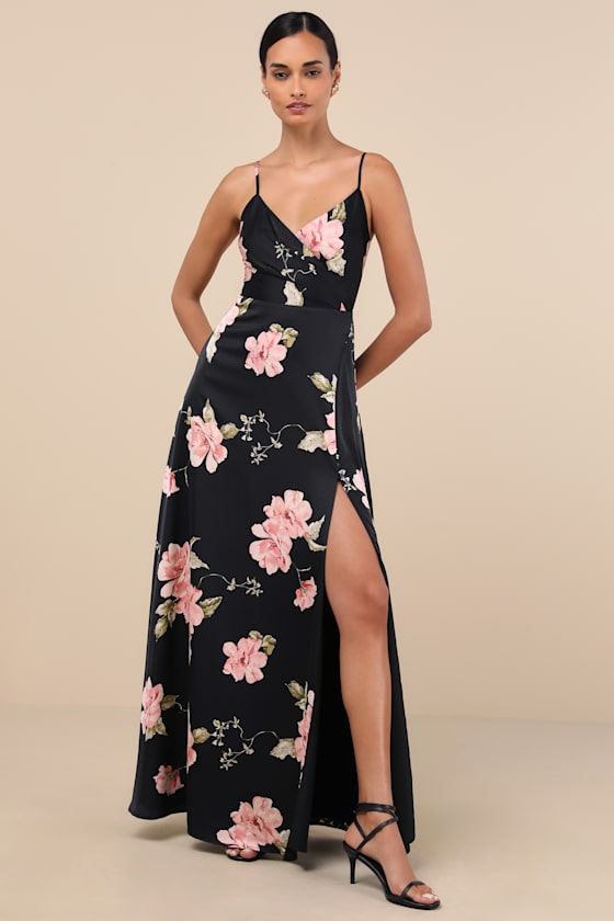 [LOW CLASSIC] / ☆ 25SS SILKY FLORAL LAYERED DRESS / BLACK The Black Floral Flocked Mesh Slit Maxi Dress & Reviews