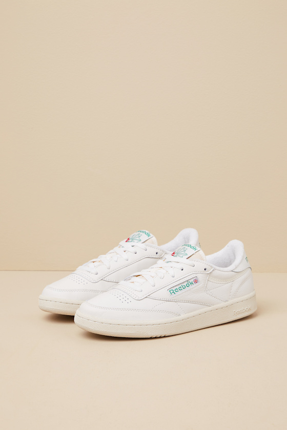 Shop Reebok Club C 85 Vintage Chalk And Glen Green Sneakers In White