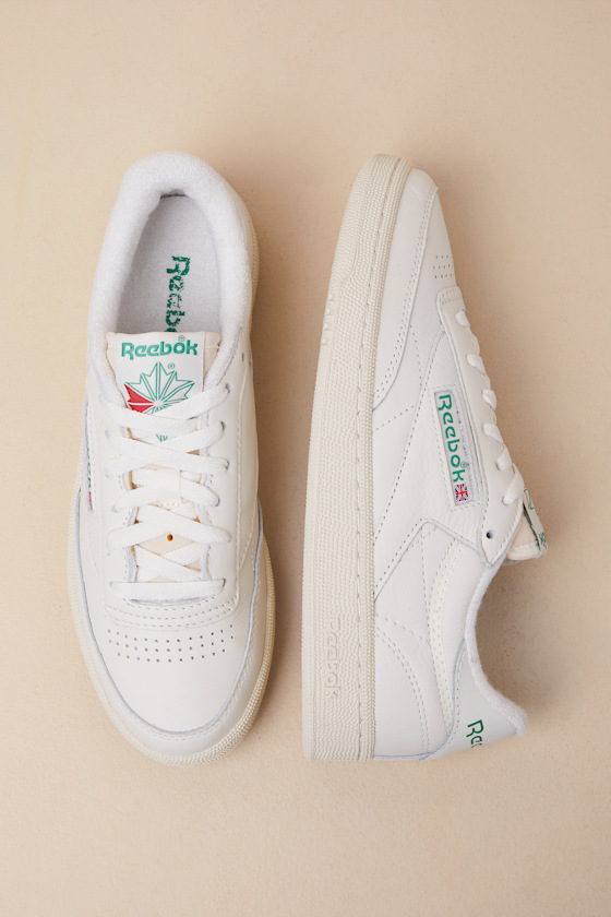 Shop Reebok Club C 85 Vintage Chalk And Glen Green Sneakers In White
