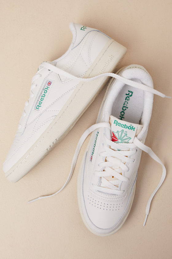 Shop Reebok Club C 85 Vintage Chalk And Glen Green Sneakers In White