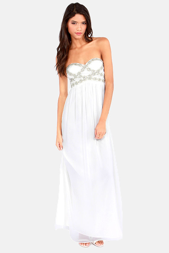 Perfect Poise Strapless White Maxi Dress