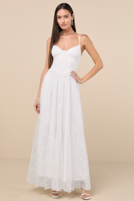 Bia White Lace Bustier Maxi Dress