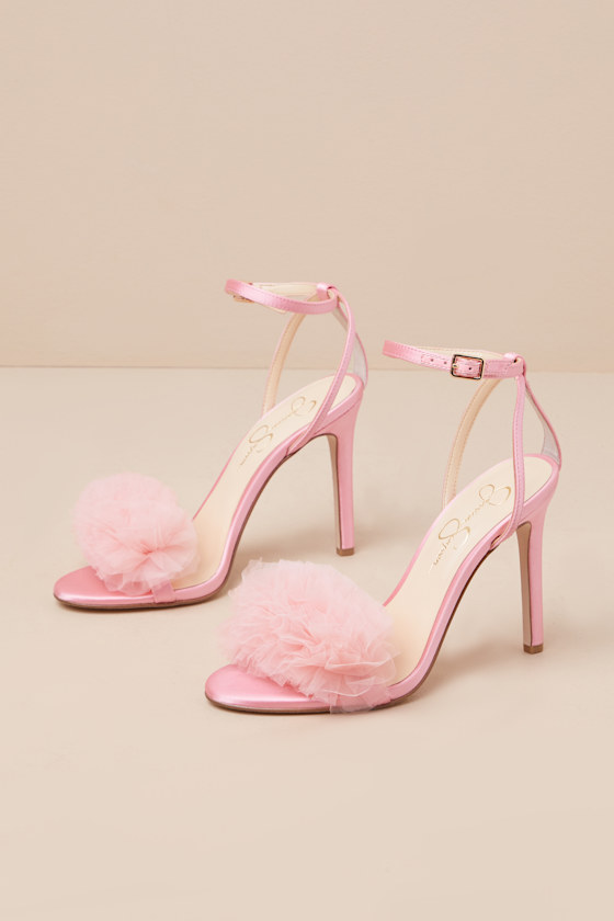 Shop Jessica Simpson Jilria Light Pink Satin Ankle Strap High Heel Sandals