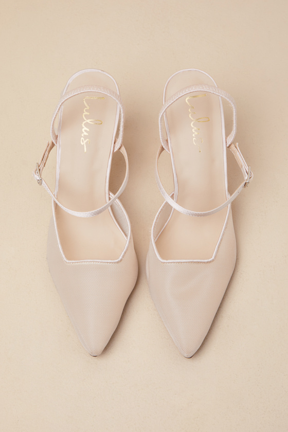 Lulus Zylla Light Nude Mesh Pointed-toe Pumps In Beige