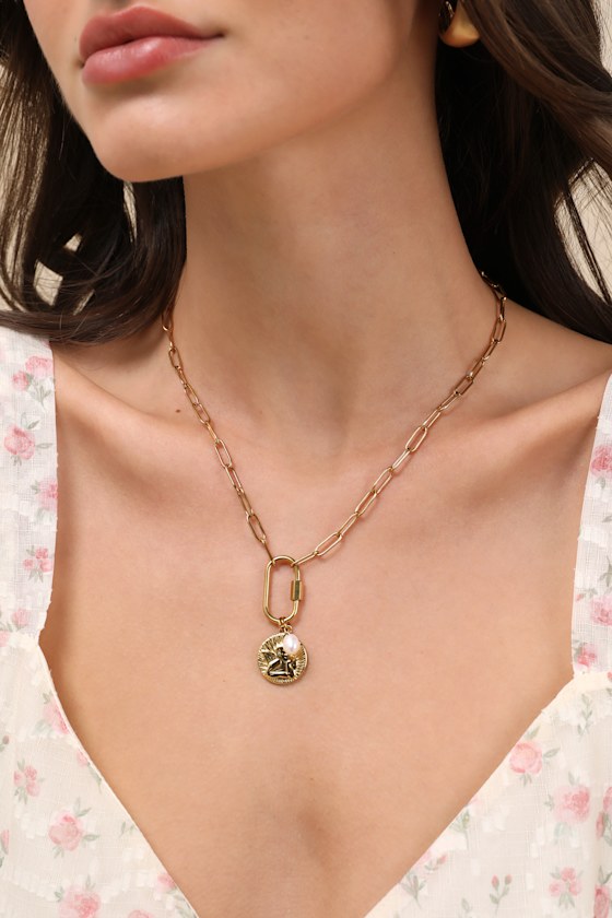 Luicia Gold Carabiner Charm Necklace 4