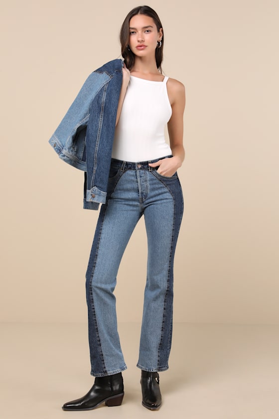 Levi's Wedgie Boot - Medium Wash Bootcut Jeans - Two-Tone