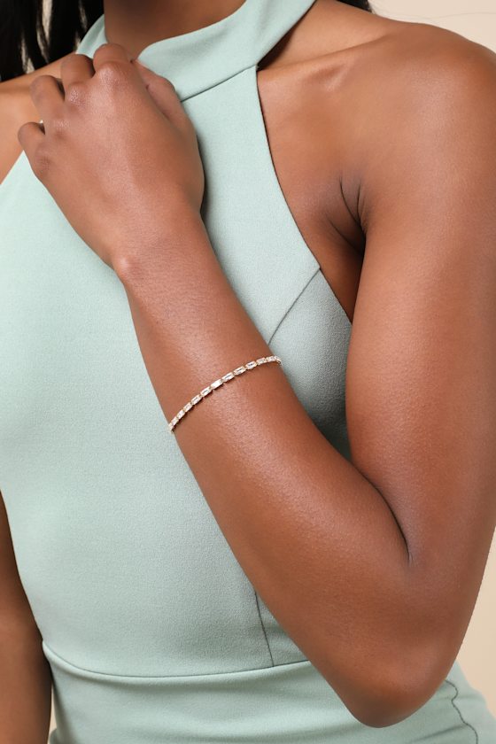 LULUS KIARA GOLD RHINESTONE TENNIS BRACELET