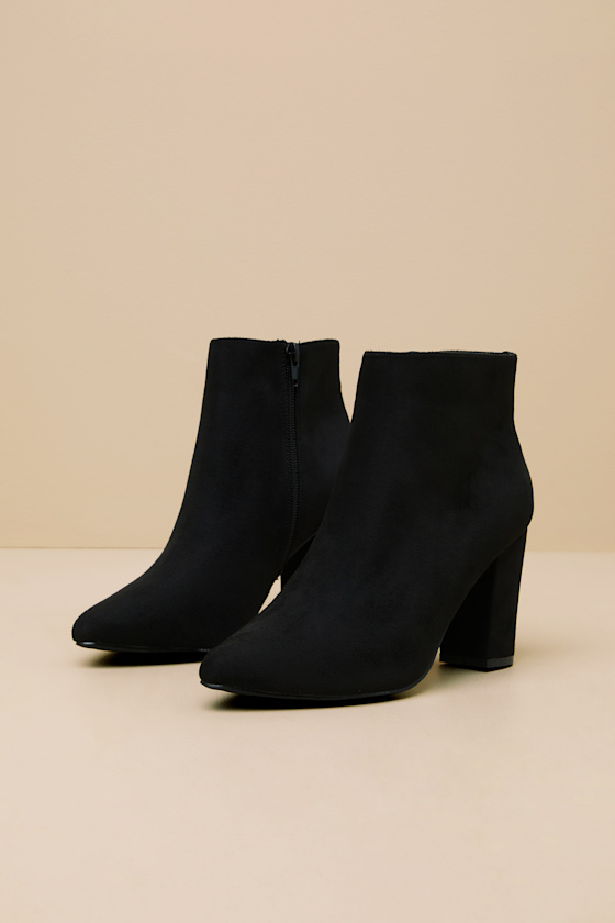 Ottava Black Suede High Heel Booties - thumbnail 3