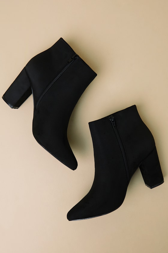 Ottava Black Suede High Heel Booties - thumbnail 4