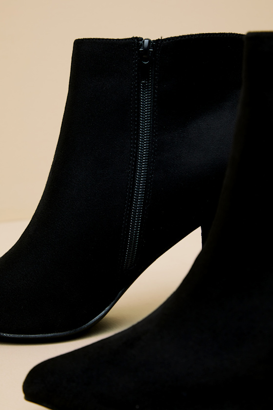 Ottava Black Suede High Heel Booties - thumbnail 5