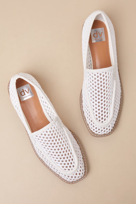 Dolce Vita Fran White Woven Loafers In White