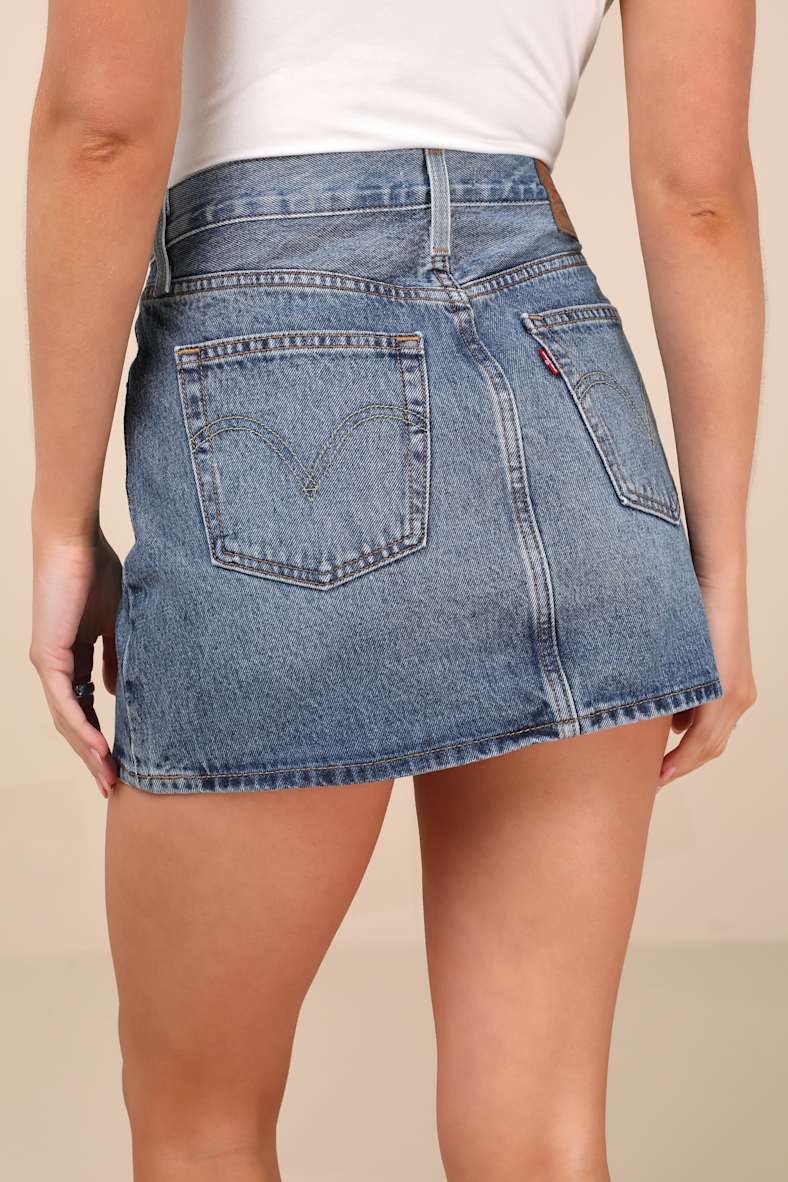 Western Icon Medium Wash Denim Mini Skirt