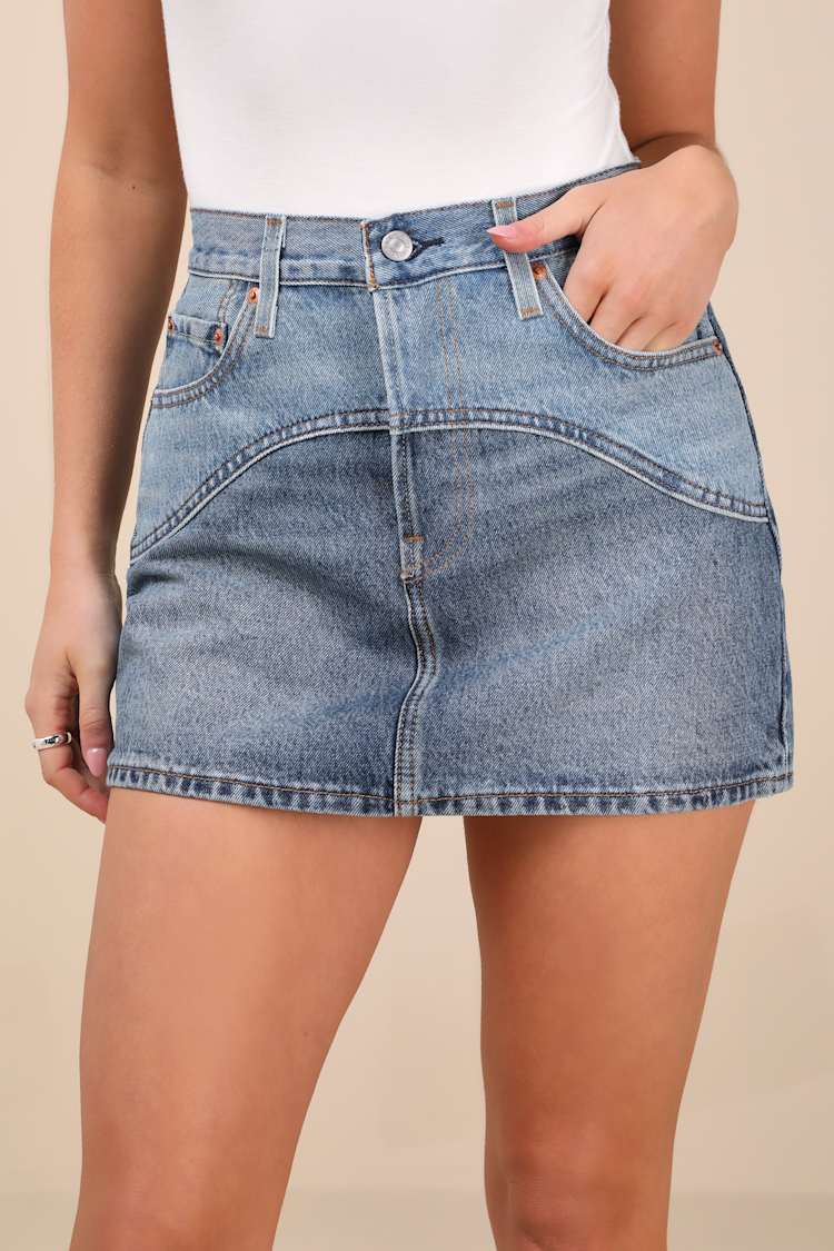 Western Icon Medium Wash Denim Mini Skirt