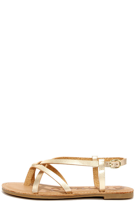 Cute Gold Sandals - Flat Sandals - Thong Sandals - $18.00 - Lulus