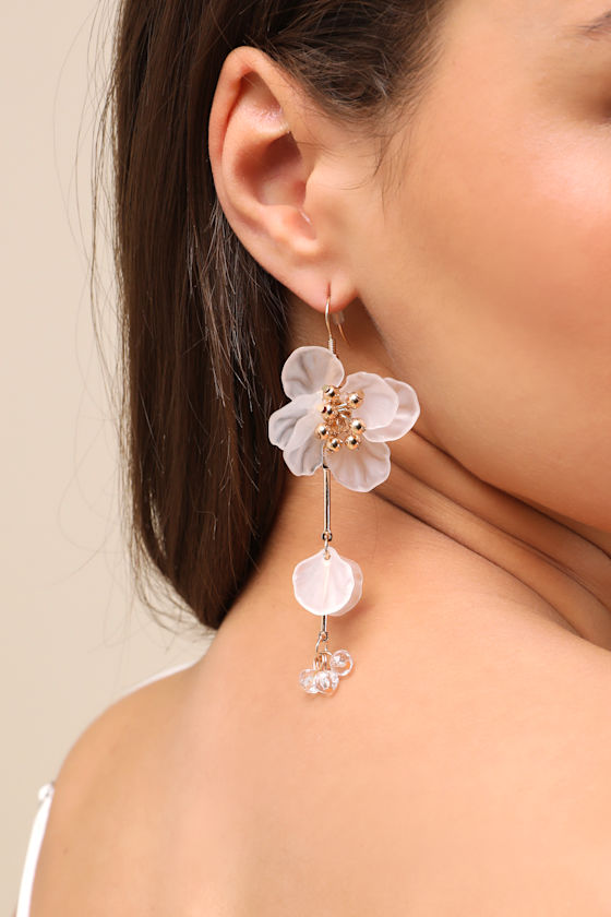 [LLOYD] 10K☆Triple layer flower cup earrings Triple Plumeria Flowers Earrings by Aloha 808: White