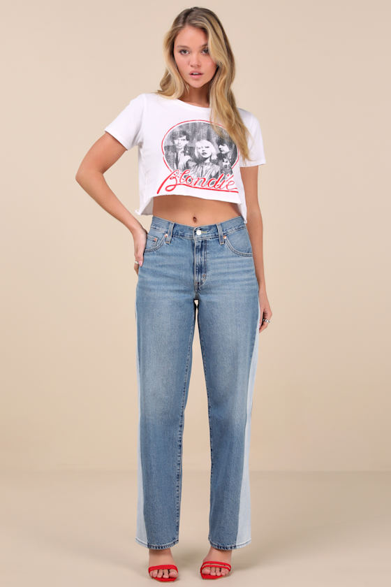 Levi's Baggy Dad Pieced Medium Wash Wide-leg Jeans In Blue