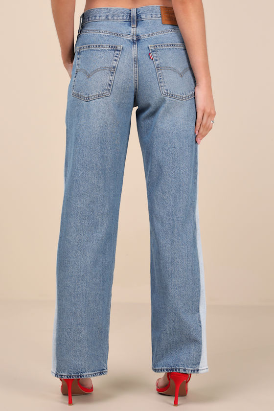 Levi's Baggy Dad Pieced Medium Wash Wide-leg Jeans In Blue