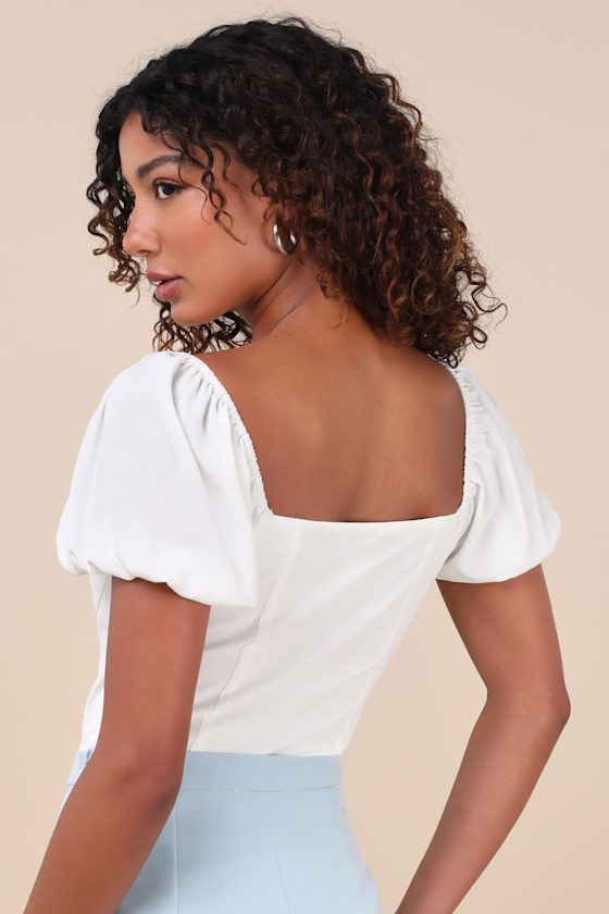Shop Lulus Favorite Impression White Puff Sleeve Bodysuit