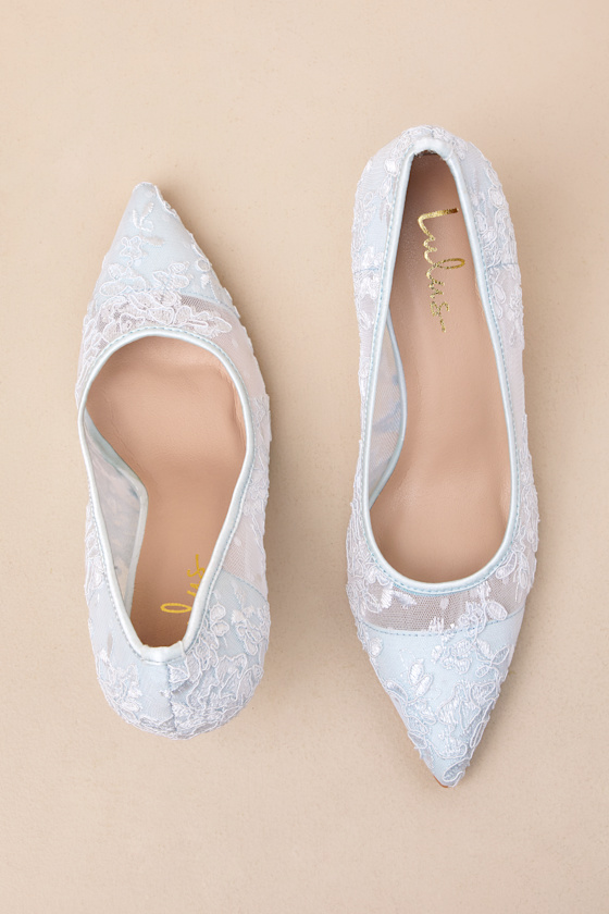 Lulus Millie Rose Baby Blue Mesh Pointed-toe Pumps In Blue