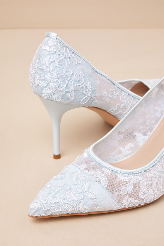 Lulus Millie Rose Baby Blue Mesh Pointed-toe Pumps In Blue